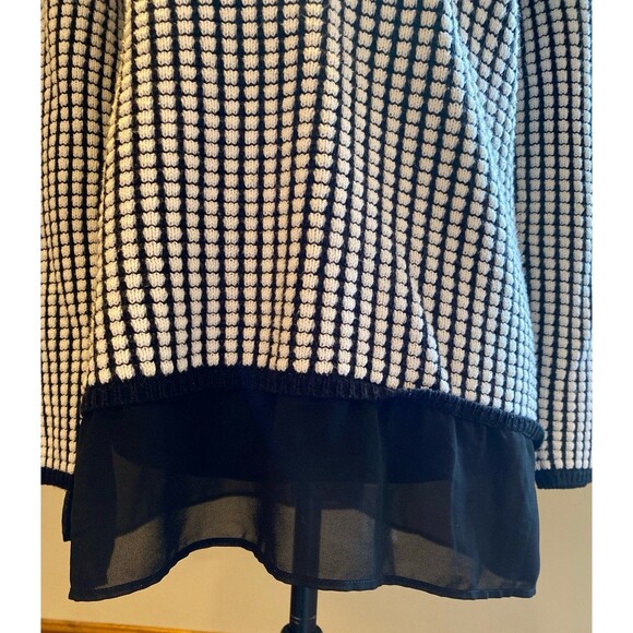 Style & Co Sweater Plus Size XL Top Black White 60% Cotton Sheer Hem Crew Neck - Picture 3 of 10